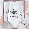 ladies personalised purple flower gift box handkerchiefs