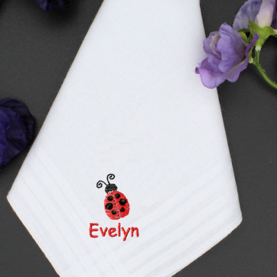 Ladybird Handkerchief Ladybug Personalised Cotton Hanky