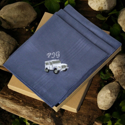 Mens Landrover Handkerchiefs OffRoader Hankies Gift Set of 3