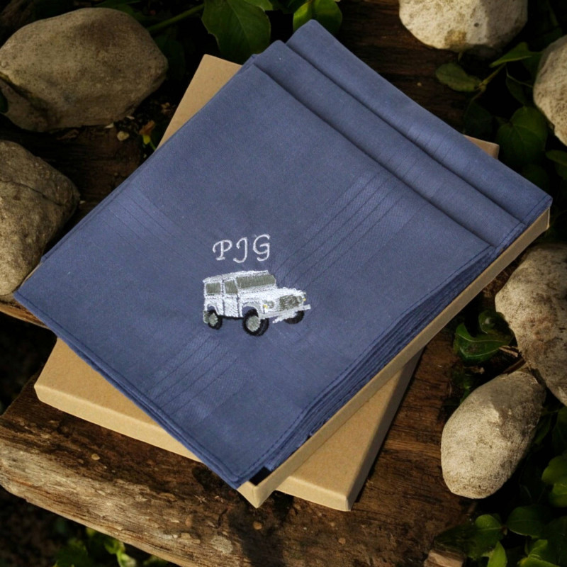Mens Landrover Handkerchiefs OffRoader Hankies Gift Set of 3