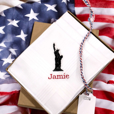 USA Handkerchiefs Gift Set of 3 American Liberty Personalised Hankies