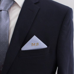 Light Blue Pocket Square Personalised Monogram Cotton Hanky