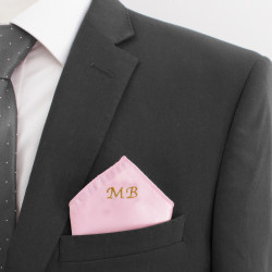 Pink Monogrammed Pocket Square Light Pink Satin Handkerchief