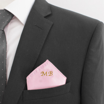 Pink Monogrammed Pocket Square Light Pink Satin Handkerchief