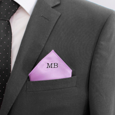 Light Purple Satin Pocket Square Monogrammed Lilac Handkerchief