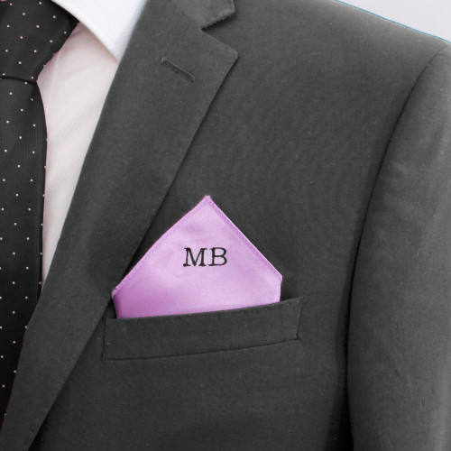 Light Purple Satin Pocket Square Monogrammed Lilac Handkerchief