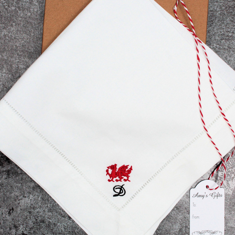Gents Linen Handkerchief Personalised Wide Hem Handkerchief