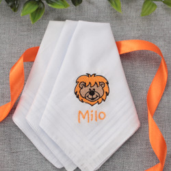Childs Personalised Handkerchiefs Lion Hankies Gift Set of 3