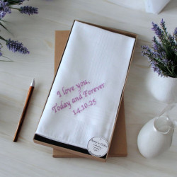 Wedding Handkerchief Mens Long Message Embroidered Hanky