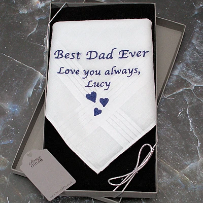 Personalised Handkerchief Mens Message Embroidered Handkerchief