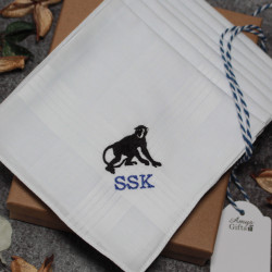 Monkey Personalised Hankies Set 7 Primate Embroidered Handkerchiefs