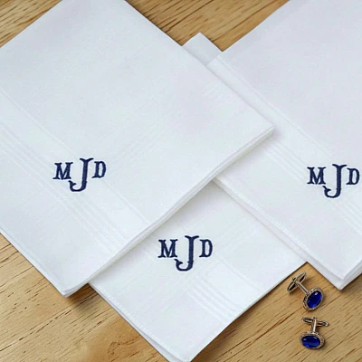 Luxury Monogrammed Handkerchief – Personalised Traditional Centre Initial Hankies