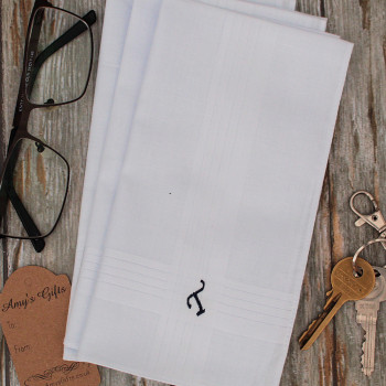Monogram Handkerchiefs Mens Single Initial Hankies Gift Set