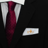 Mens White Cotton Pocket Square Custom Embroidered Initials & Emblem
