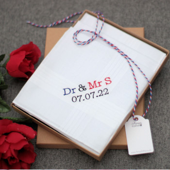 Cotton Anniversary Gift Hankies Mr and Mrs Handkerchiefs Set