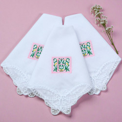Monogrammed Ladies Handkerchiefs Floral Initial Butterfly Lace Hankies