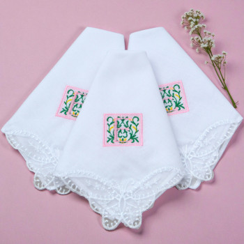 Monogrammed Ladies Handkerchiefs Floral Initial Butterfly Lace Hankies