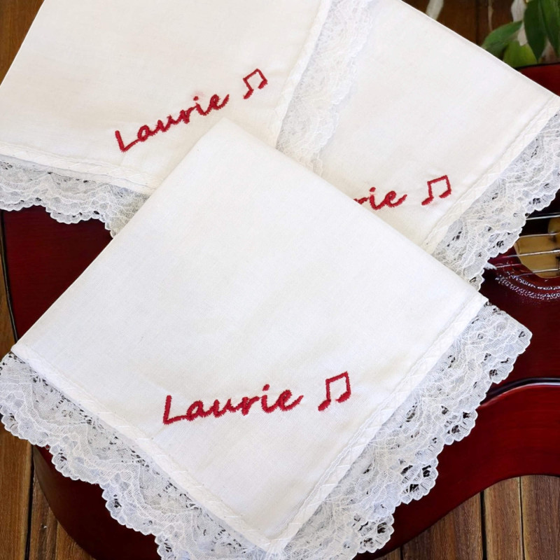 Music Emoji Handkerchiefs Gift Personalised Set of 3 Lace Hankies