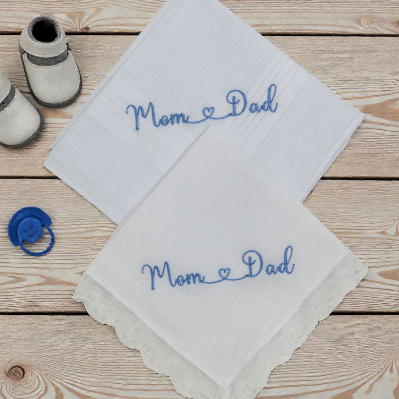 New Parents Gift Mum and Dad Newborn Birth Handkerchiefs