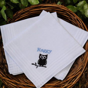 Personalised Handkerchiefs Set Owl Silhouette Motif