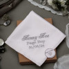 Personalised Wedding Hanky White Satin Gift Boxed Handkerchief