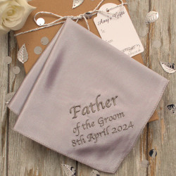 Mens Wedding Handkerchief Gift Boxed Silver Satin Hanky
