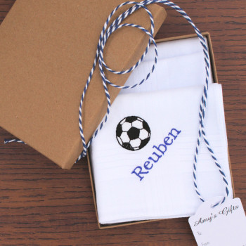 Personalised Mens Handkerchiefs Three Football Hankies Set