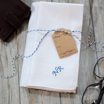 Mens Personalised Handkerchiefs Set of 7 Embroidered Hankies