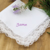 Ladies Lace Handkerchief Personalised Cotton Hanky with Lace Trim