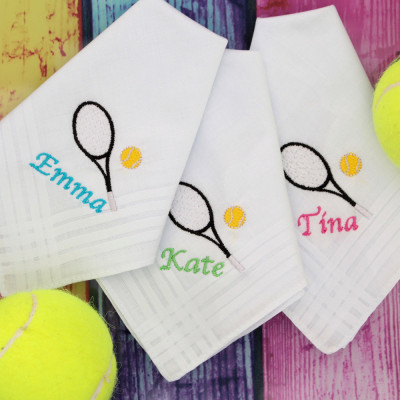 Tennis Handkerchiefs Personalised Tennis Racquet Hanky