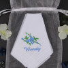 Ladies Floral Handkerchiefs Blue Flower Spray Personalised Set of 3