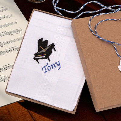 Musician Handkerchiefs Personalised Piano Hankies Set of 3