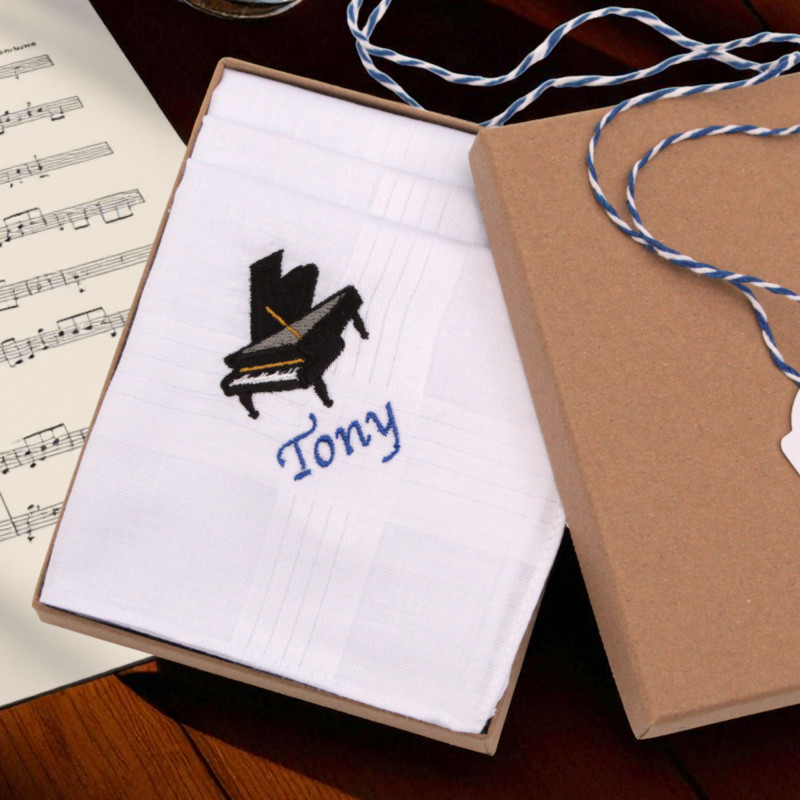 Musician Handkerchiefs Personalised Piano Hankies Set of 3