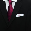 Mens White Cotton Pocket Square Custom Embroidered Initials & Emblem Motif
