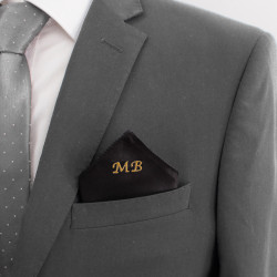 Black Satin Suit Handkerchief Personalised Pocket Square Hanky