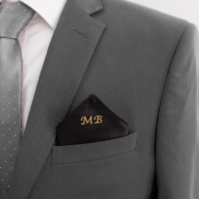 Black Satin Suit Handkerchief Personalised Pocket Square Hanky