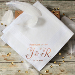 Mens Wedding Hanky Tears of Joy Rose Gold Print