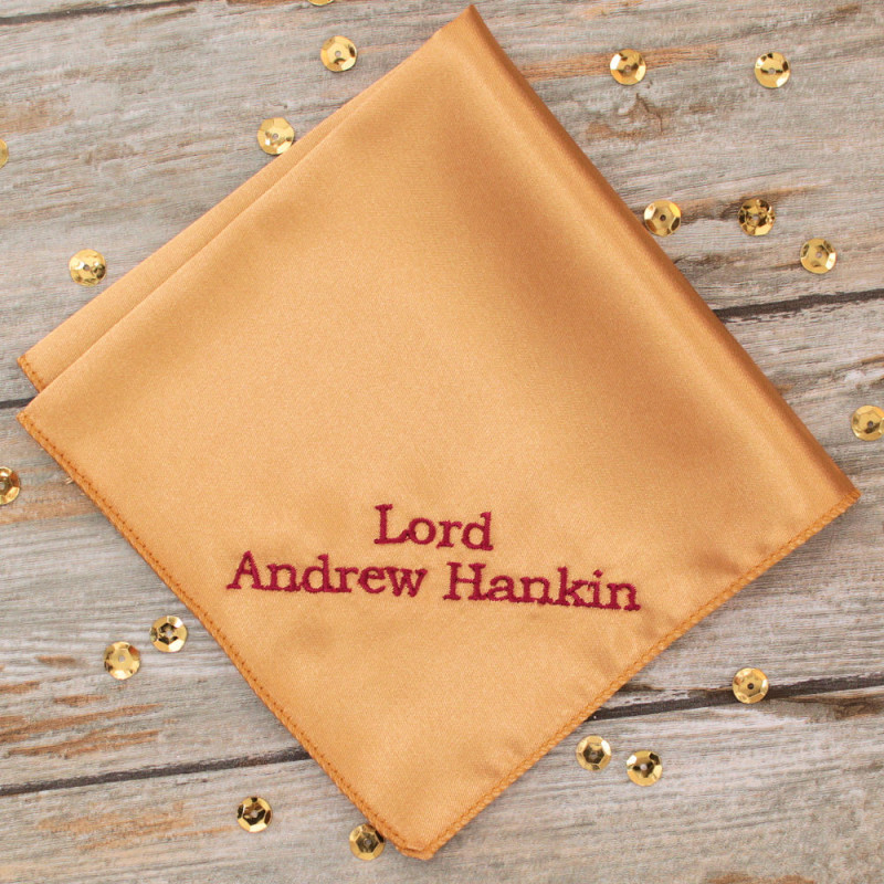 Personalised Satin Handkerchief Gold Satin Pocket Hanky