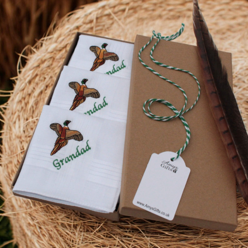 Pheasant Handkerchiefs Mens Set of 3 Motif Hankies