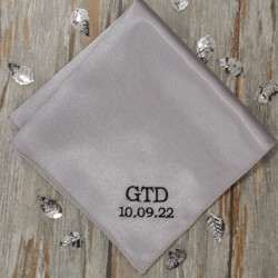 Personalised Satin Handkerchief Embroidered Silver Satin Hanky