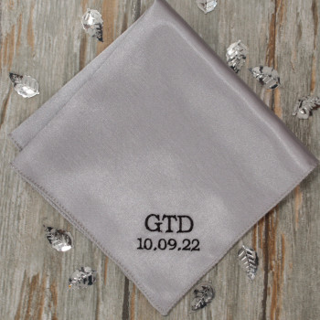 Personalised Satin Handkerchief Embroidered Silver Satin Hanky