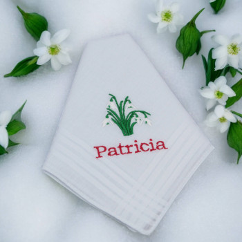 Ladies Personalised Hanky Snowdrops Handkerchief