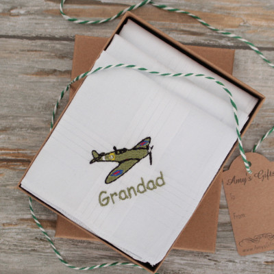 Spitfire Plane Handkerchiefs Personalised Set of 3 Hankies