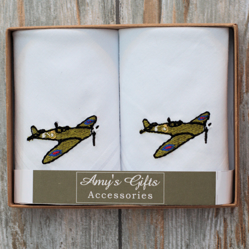Spitfire Plane Handkerchiefs Mens Gift Boxed Set