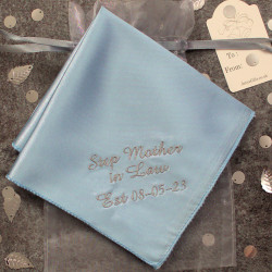 Step Mother Handkerchief Blue Satin Pocket Square