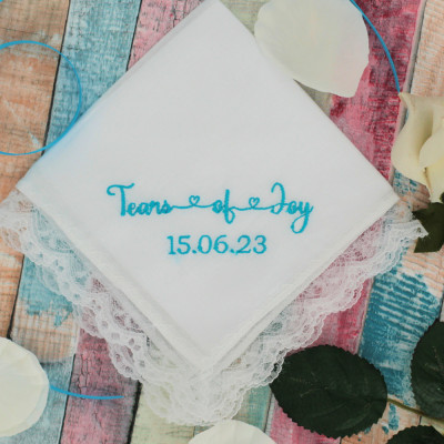 Ladies Wedding Handkerchief Tears of Joy Lace Hankie