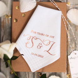 Tears of Joy Wedding Hanky Rose Gold Print