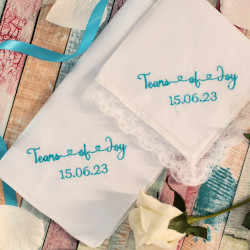 Wedding Handkerchiefs Pair His and Hers Tears of Joy