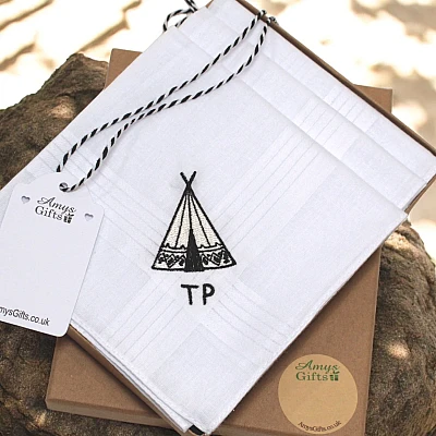 Personalised Teepee Wigwam Handkerchief – Childrens Novelty Gift with Name