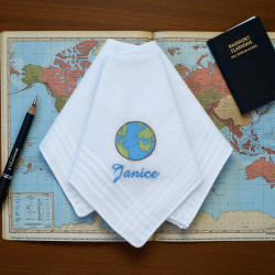 Travellers Handkerchiefs Set Personalised Globe-Trotters Gift Hankies